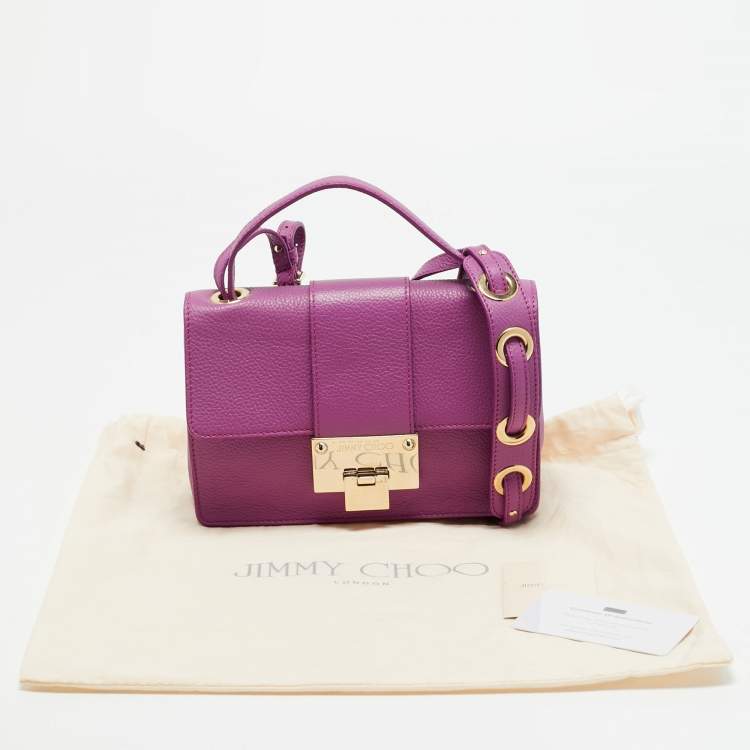 Pre Owned Jimmy Choo Rebel Pink Leather Top Handle Bag