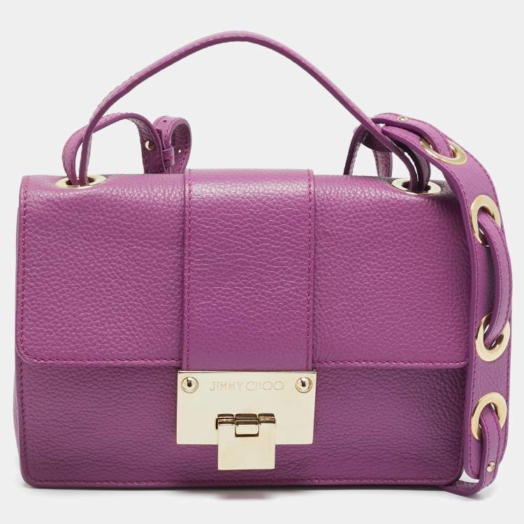 Pre Owned Jimmy Choo Rebel Pink Leather Top Handle Bag