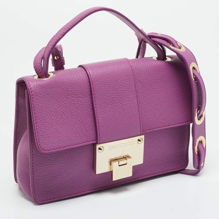 Pre Owned Jimmy Choo Rebel Pink Leather Top Handle Bag