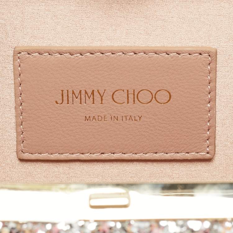 Pre Owned Jimmy Choo Celeste Pink Glitter Chain Clutch