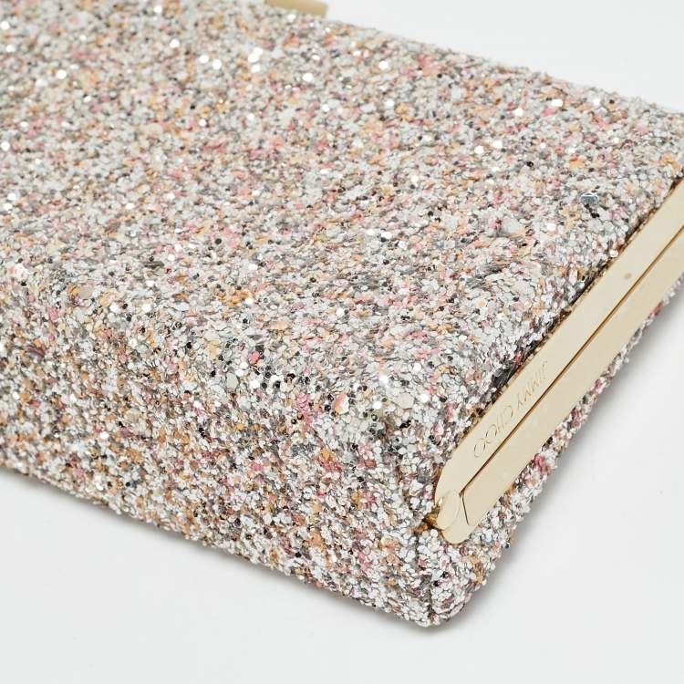 Pre Owned Jimmy Choo Celeste Pink Glitter Chain Clutch