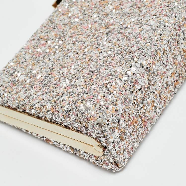 Pre Owned Jimmy Choo Celeste Pink Glitter Chain Clutch