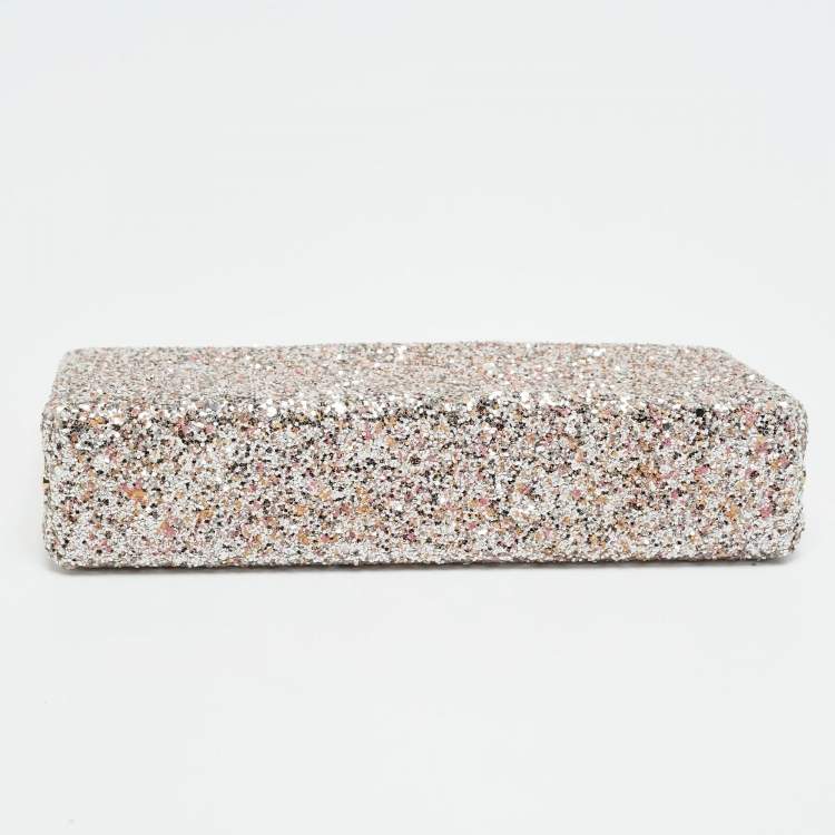 Pre Owned Jimmy Choo Celeste Pink Glitter Chain Clutch