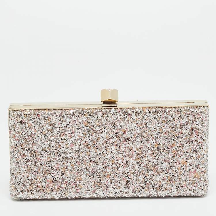 Pre Owned Jimmy Choo Celeste Pink Glitter Chain Clutch