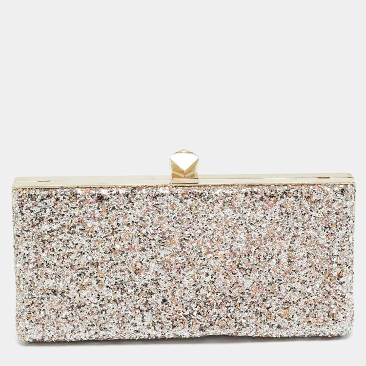 Pre Owned Jimmy Choo Celeste Pink Glitter Chain Clutch