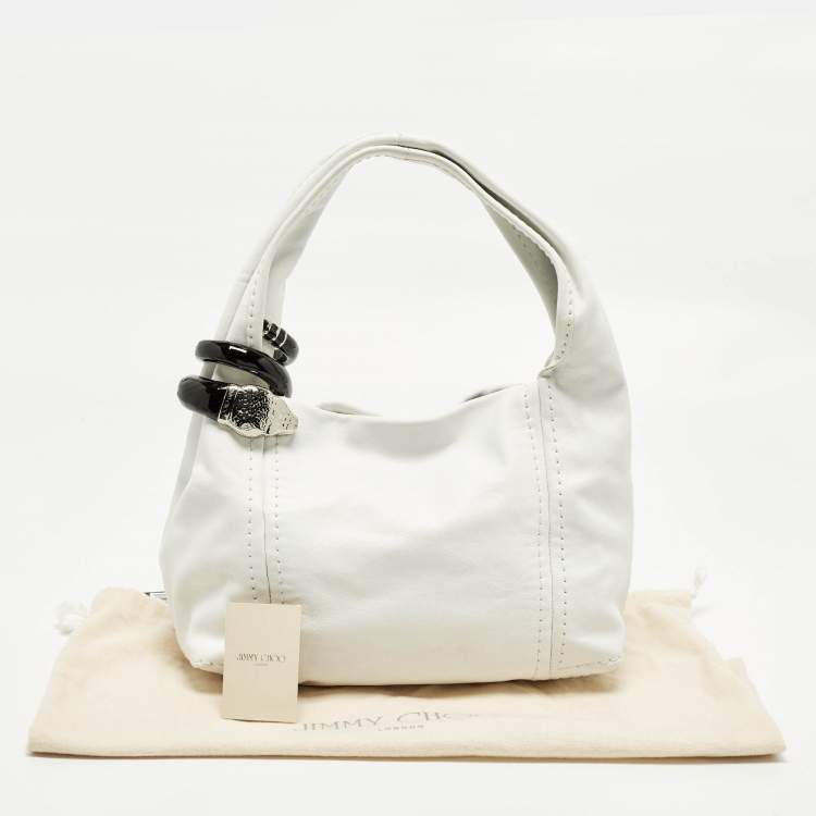 Pre Owned Jimmy Choo Saba White Leather Hobo