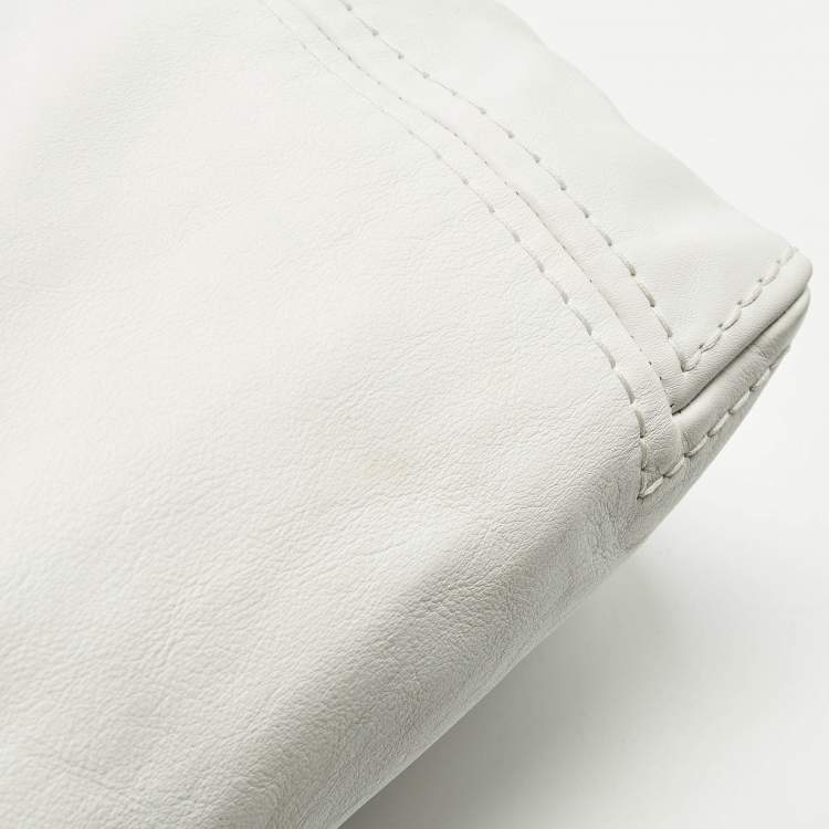 Pre Owned Jimmy Choo Saba White Leather Hobo