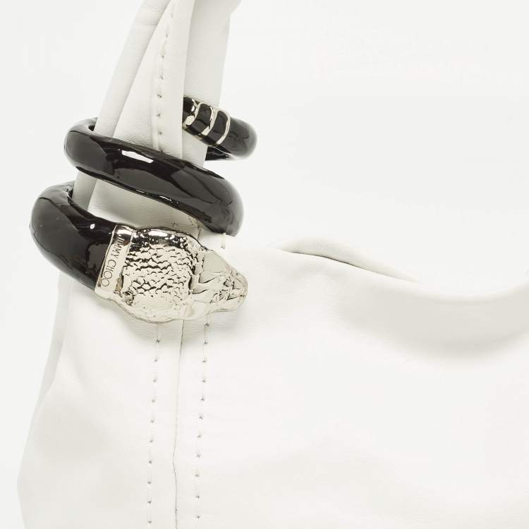 Pre Owned Jimmy Choo Saba White Leather Hobo