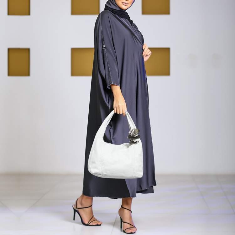 Pre Owned Jimmy Choo Saba White Leather Hobo