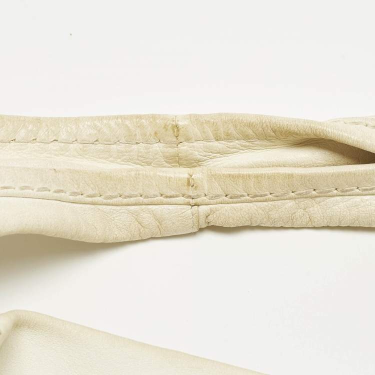 Pre Owned Jimmy Choo Saba White Leather Hobo