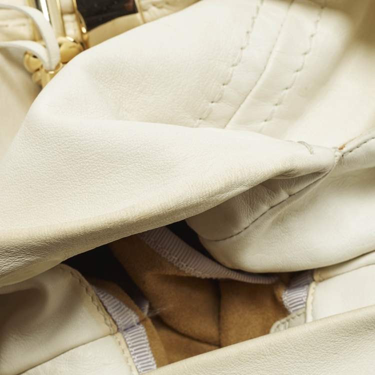 Pre Owned Jimmy Choo Saba White Leather Hobo