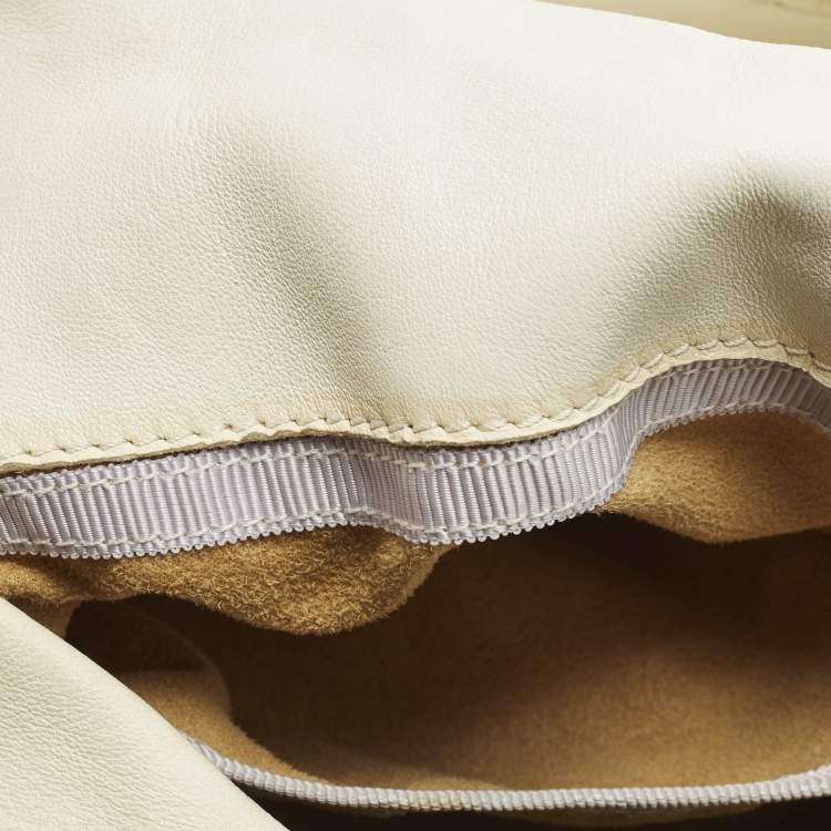 Pre Owned Jimmy Choo Saba White Leather Hobo