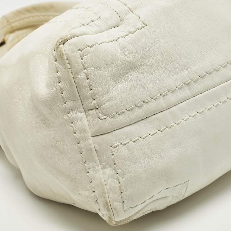 Pre Owned Jimmy Choo Saba White Leather Hobo