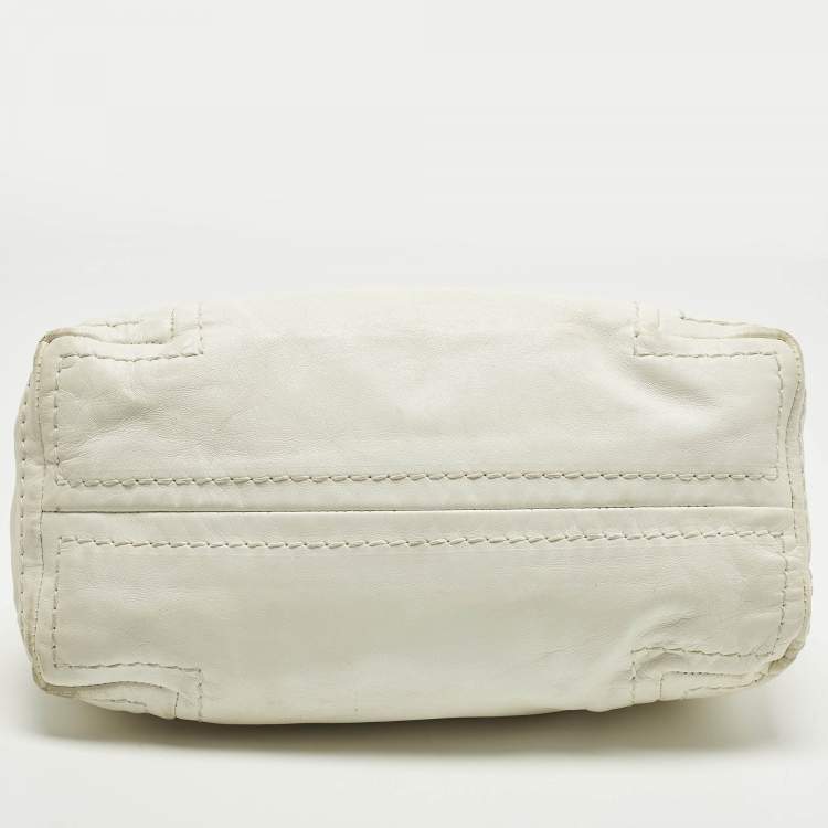 Pre Owned Jimmy Choo Saba White Leather Hobo