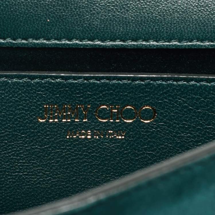 Pre Owned Jimmy Choo Bohemia Dark Green Suede Chain Clutch