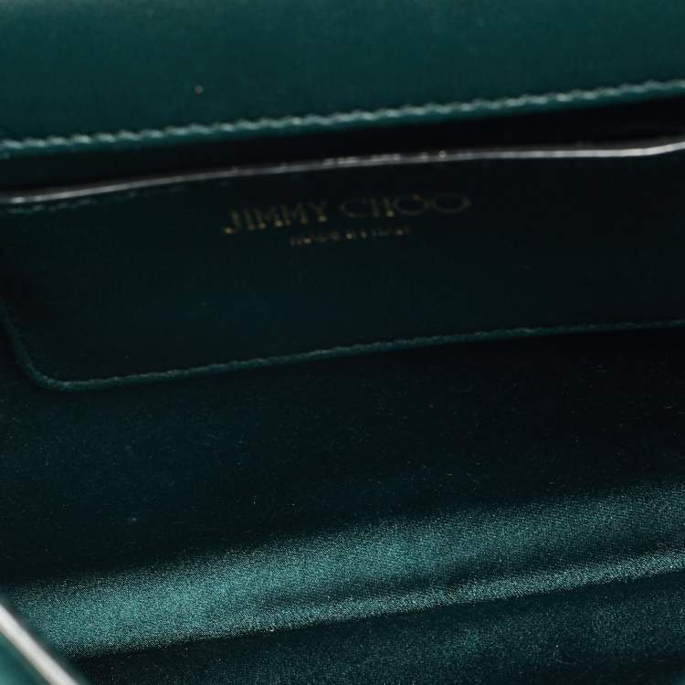 Pre Owned Jimmy Choo Bohemia Dark Green Suede Chain Clutch