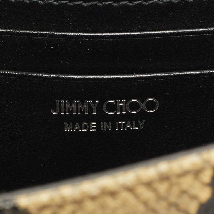 Pre Owned Jimmy Choo Bohemian Mini Cream/Black Python Embossed Leather Chain Bag