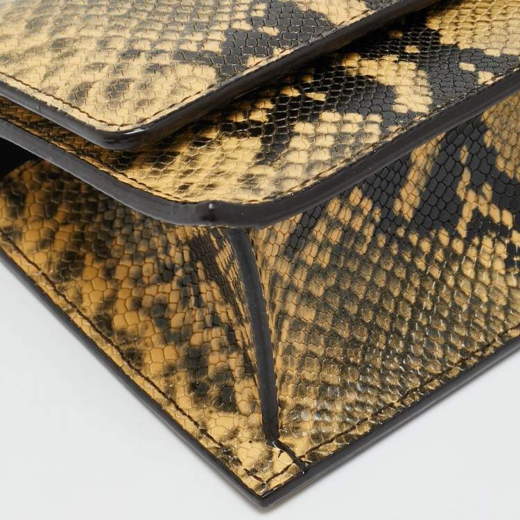 Pre Owned Jimmy Choo Bohemian Mini Cream/Black Python Embossed Leather Chain Bag