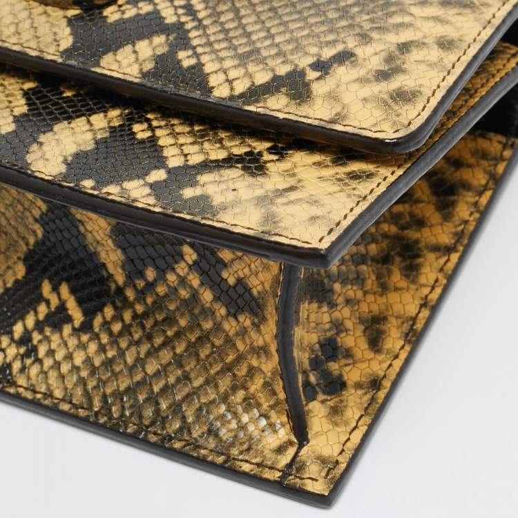 Pre Owned Jimmy Choo Bohemian Mini Cream/Black Python Embossed Leather Chain Bag