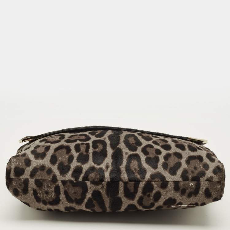 Pre Owned Jimmy Choo Handcuff Chain Grey/Brown Calf Hair Shoulder Bag