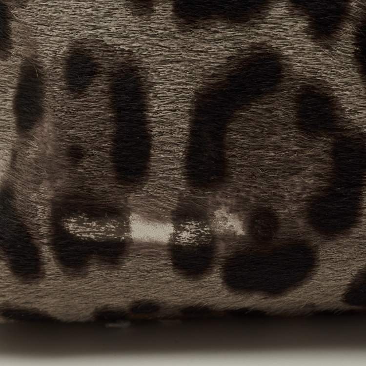 Pre Owned Jimmy Choo Handcuff Chain Grey/Brown Calf Hair Shoulder Bag