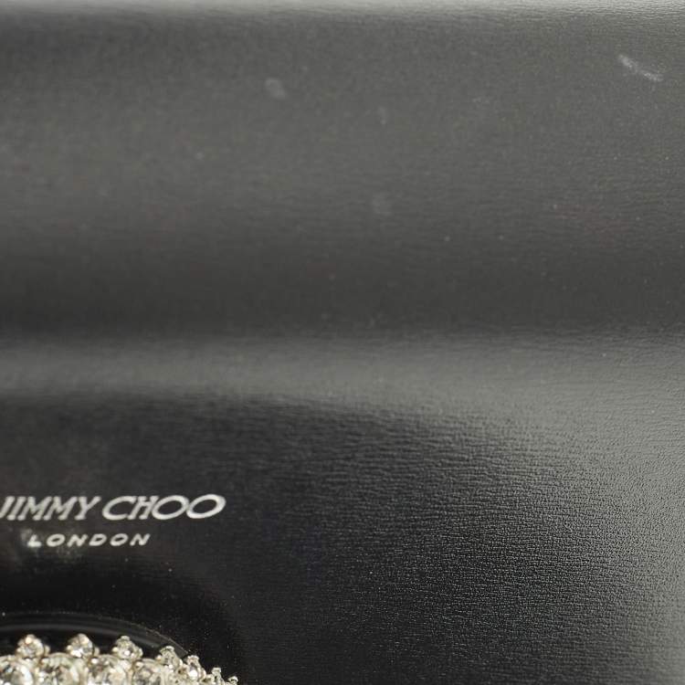 Pre Owned Jimmy Choo Madeline Crystal Black Leather Shoulder Bag