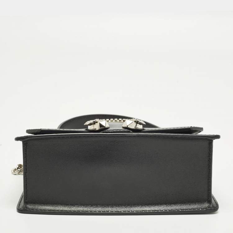 Pre Owned Jimmy Choo Madeline Crystal Black Leather Shoulder Bag