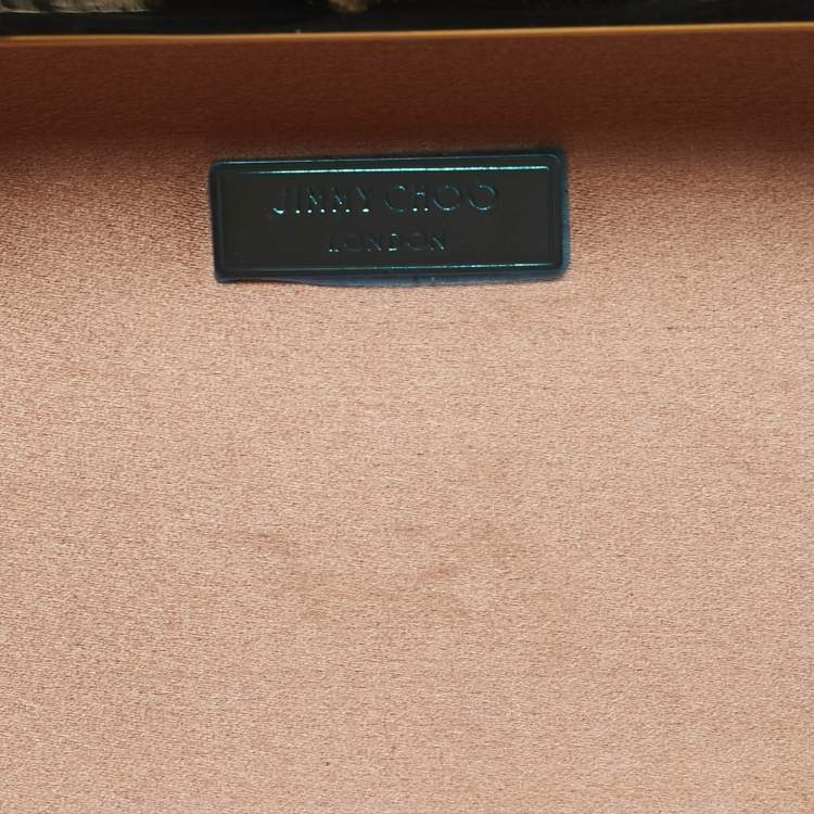 Pre Owned حقيبة كلتش جيمي تشو كريستالات وأقمشة ساتان متعددة الألوان/بيج