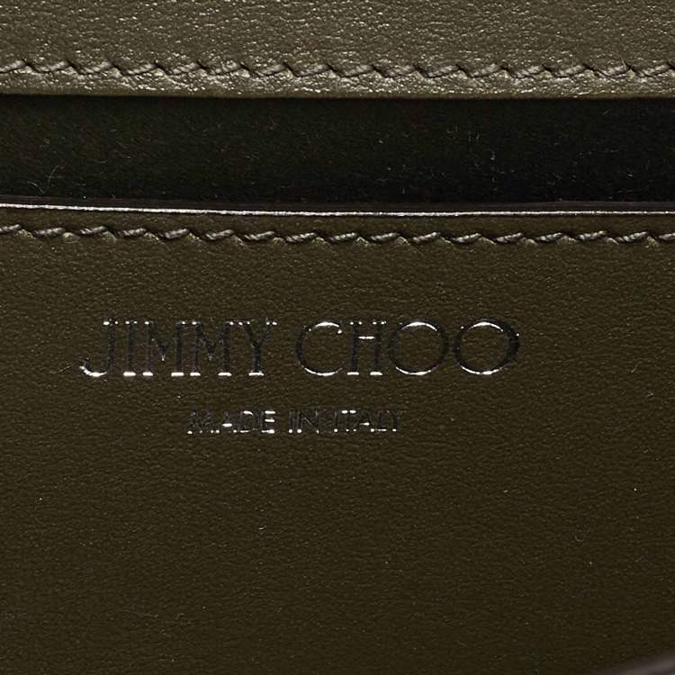 Pre Owned كلتش جيمي تشو فارين جلد مزخرف بلون أخضر زيتوني مع سلسلة