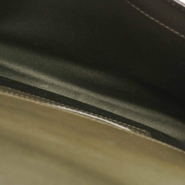 Pre Owned كلتش جيمي تشو فارين جلد مزخرف بلون أخضر زيتوني مع سلسلة