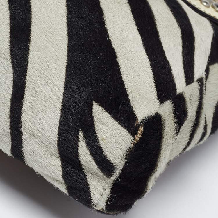 Pre Owned Jimmy Choo Animal Print Calf Hair and Python Embellished Shoulder Bag