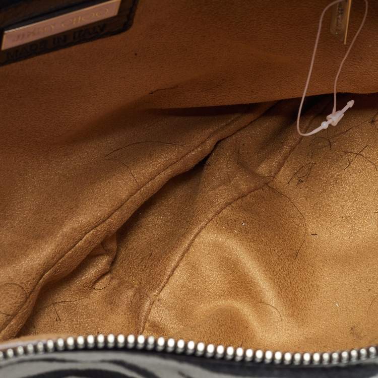 Pre Owned Jimmy Choo Animal Print Calf Hair and Python Embellished Shoulder Bag