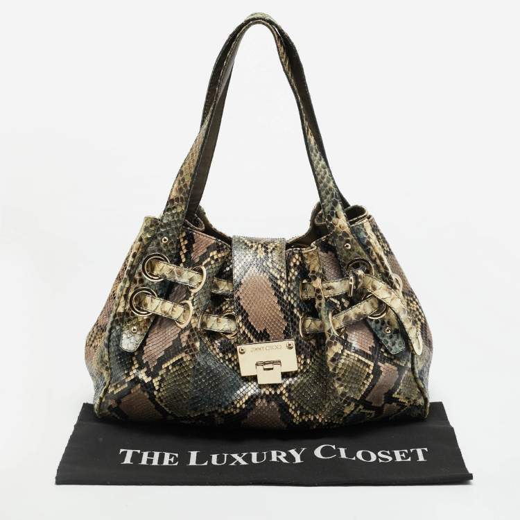 Pre Owned Jimmy Choo Riki Multicolor Snakeskin Bag