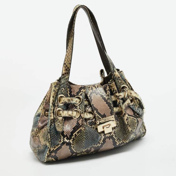 Pre Owned Jimmy Choo Riki Multicolor Snakeskin Bag