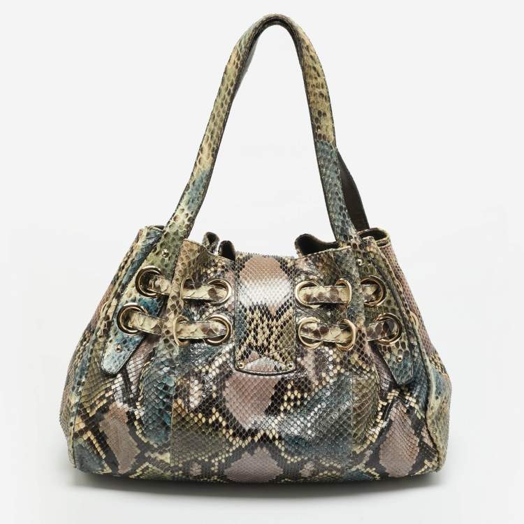 Pre Owned Jimmy Choo Riki Multicolor Snakeskin Bag