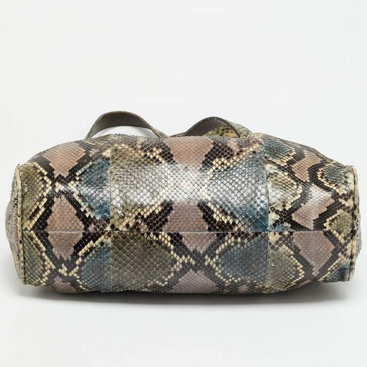 Pre Owned Jimmy Choo Riki Multicolor Snakeskin Bag