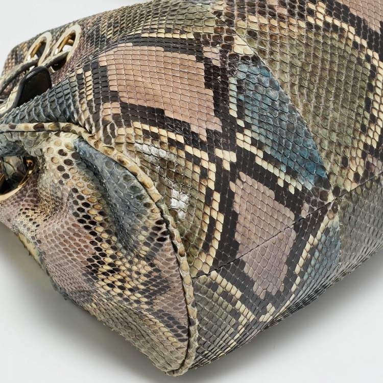 Pre Owned Jimmy Choo Riki Multicolor Snakeskin Bag