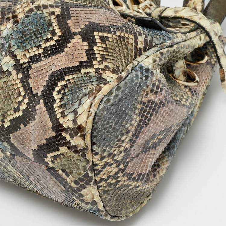Pre Owned Jimmy Choo Riki Multicolor Snakeskin Bag