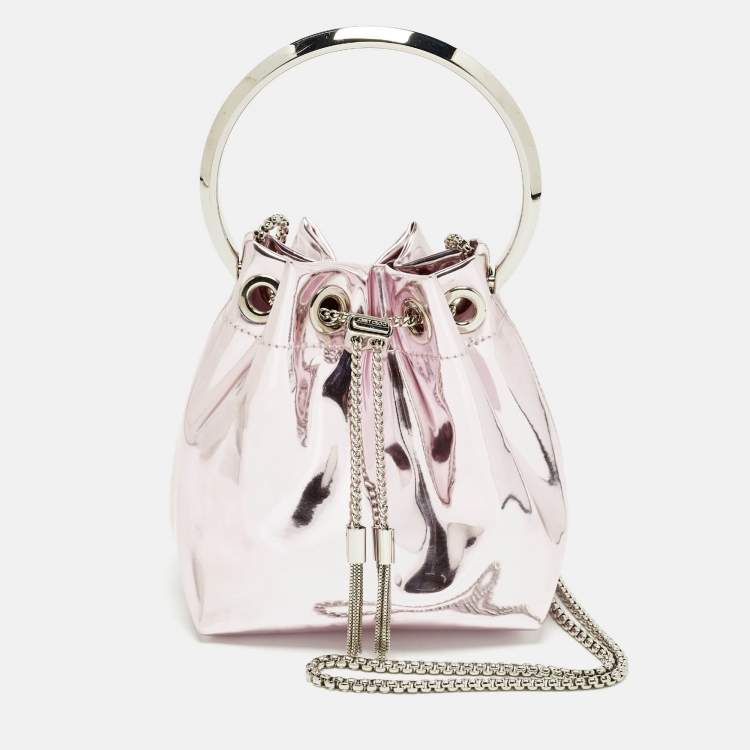 Pre Owned Jimmy Choo BonBon Pink Mirror Leather Bucket Bag