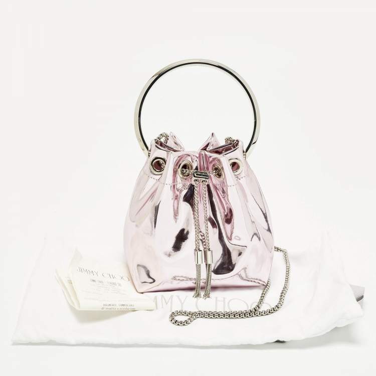 Pre Owned Jimmy Choo BonBon Pink Mirror Leather Bucket Bag