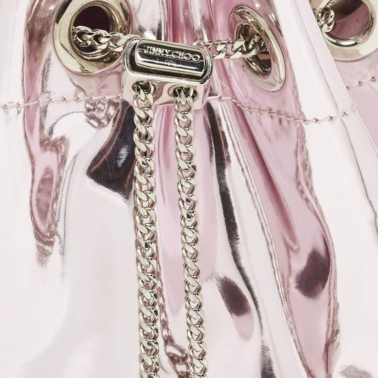 Pre Owned Jimmy Choo BonBon Pink Mirror Leather Bucket Bag