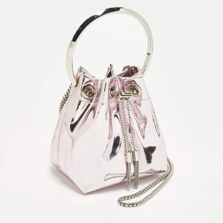 Pre Owned Jimmy Choo BonBon Pink Mirror Leather Bucket Bag