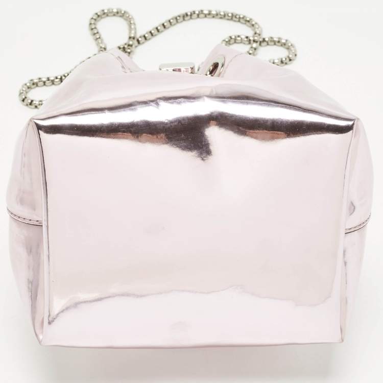 Pre Owned Jimmy Choo BonBon Pink Mirror Leather Bucket Bag