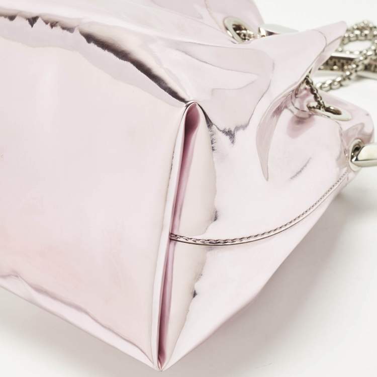 Pre Owned Jimmy Choo BonBon Pink Mirror Leather Bucket Bag