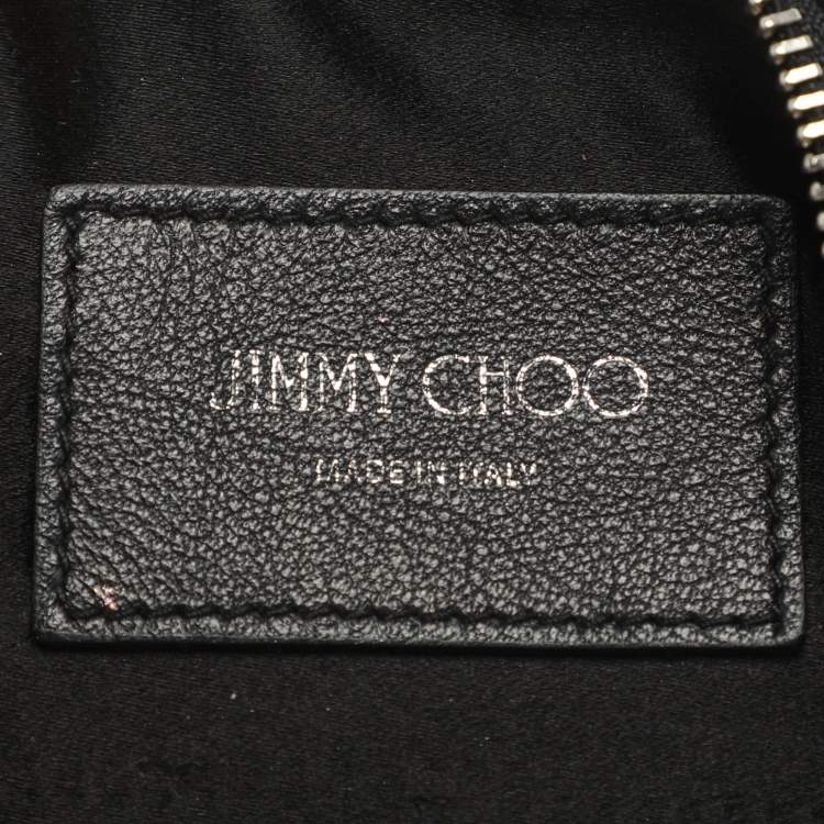 Pre Owned Jimmy Choo Callie Black Crystals and Satin Wristlet Clutch