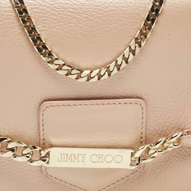 Pre Owned Jimmy Choo Shadow Chain Peach Leather Bag