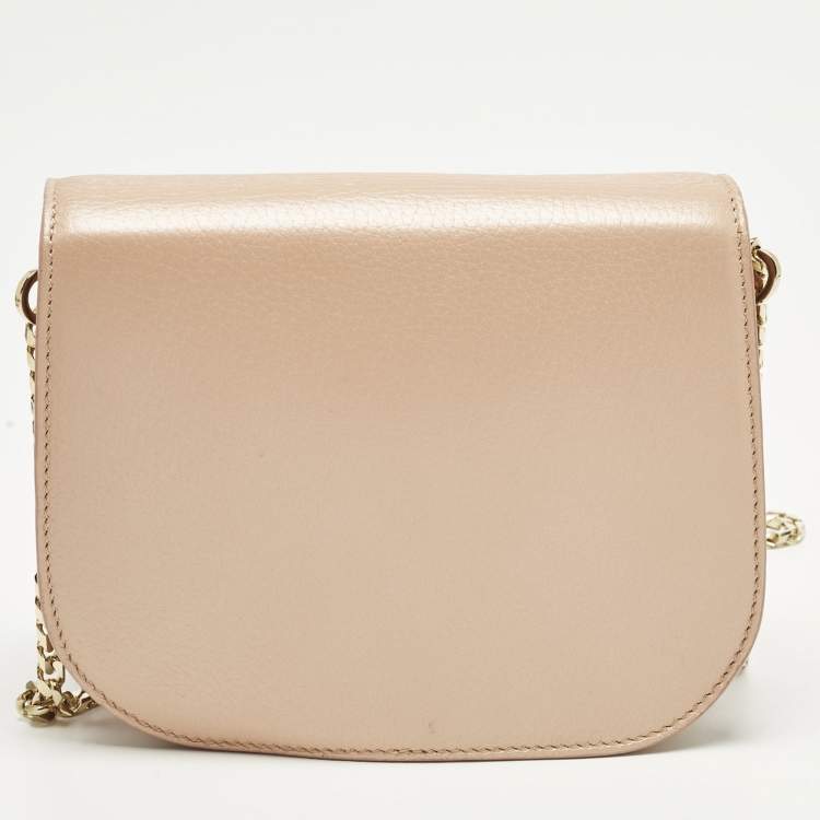 Pre Owned Jimmy Choo Shadow Chain Peach Leather Bag