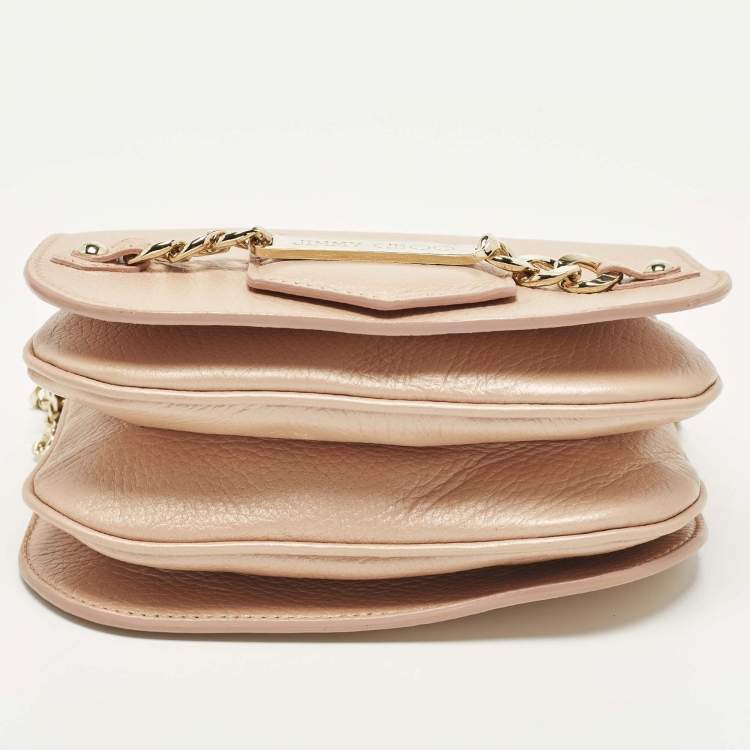 Pre Owned Jimmy Choo Shadow Chain Peach Leather Bag