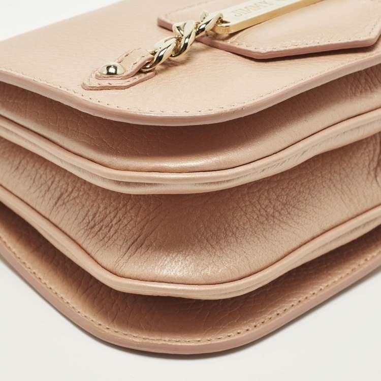 Pre Owned Jimmy Choo Shadow Chain Peach Leather Bag