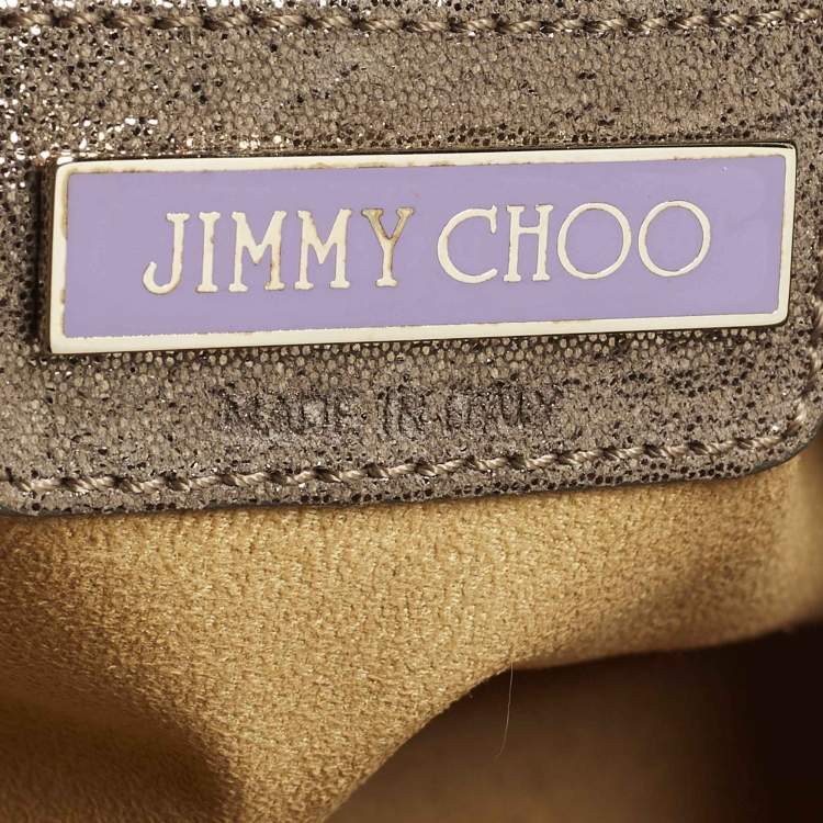 Pre Owned Jimmy Choo Pleated Metallic Textured Suede Wristlet Pouch